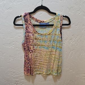3/$10 Simply Vera Vera Wang Yellow Pink Relaxed Crop Tank